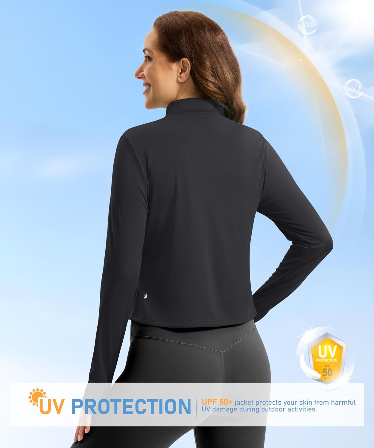 Soothfeel Women's Athletic Jacket - Lightweight UPF 50+ Sun Protection | Long Sleeve Zip-Up with Pocket