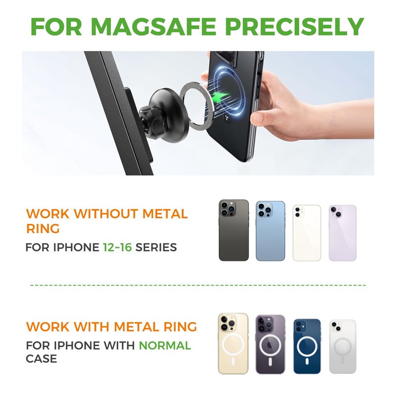 10L0L Magnetic Golf Cart Phone Holder for MagSafe iPhone 16/15/14/13/12, 360° Rotatable, One-Hand Operation, Fits Yamaha/EZGO/Club Car - Includes Free Golf Accessory Clip (Black)