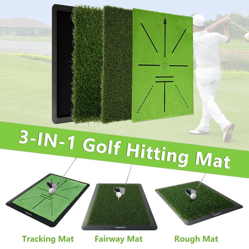 Golf Hitting Mat Indoor, Golf Practice Mat Outdoor, Chipping Training Mats – Replaceable Pad with Instant Swing Path Feedback for Backyard Driving Garden - 13" x 17"
