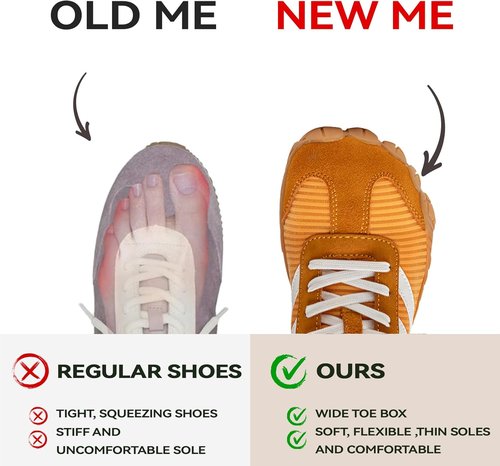 Barefoot Shoes | Women's Casual Sneakers with Wide Toe Box - Lightweight, Breathable, Non-Slip Comfort