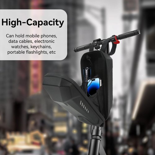 HERCHR 2L Scooter Storage Bag, Waterproof Hardshell EVA Large Capacity Scooter Handlebar Bag, Front Hanging Pouch for Electric Scooters/EBikes Carrying Charger Repair Tools(small)