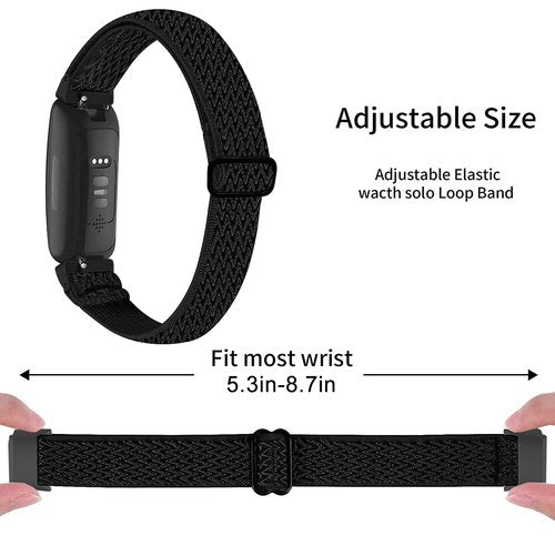 5-Pack Elastic Nylon Bands Compatible with Fitbit Inspire 3/Inspire 2/Inspire HR/Inspire, Breathable Adjustable Replacement Stretchy Nylon Loop Wristband Sport Strap for Women Men, 502