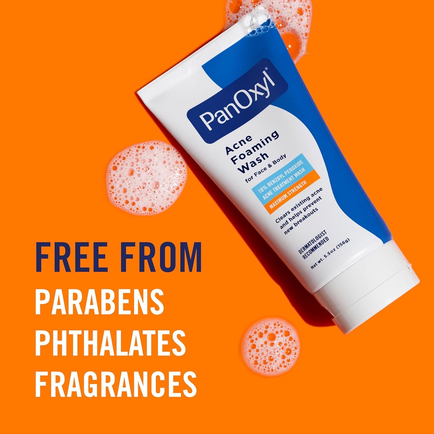 PanOxyl Acne Foaming Wash - 10% Benzoyl Peroxide Maximum Strength Cleanser | 5.5 Oz Tube for Clear Skin