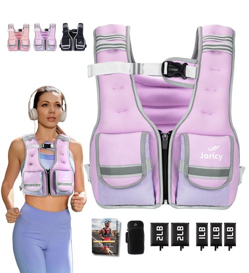 Adjustable Weighted Vest Woman Men 9-16lb Body Weight Vest with 5 Ironsand Weights Weighted Vest Women Adjustable Weights for walking Running Strength Training Workout Purple