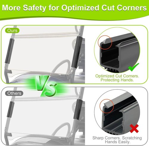 LEAPGOMAX EZGO Golf Cart Windshield Clips Sash for EZGO TXT DCS PDS 1994-2013 Golf Carts, Fit 0.75" Struts Square Tube, OEM EGWHC12, EGWHC10 618485 (Not Fit EZGO RXV)