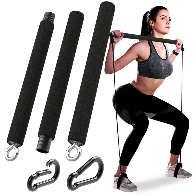Tribe Lifting Resistance Band Bar - Portable Steel Workout Bar for Resistance Bands - Adjustable 38 to 26 Inch - Straight Bar Attachment for Cable Machine and Home Gym Exercises