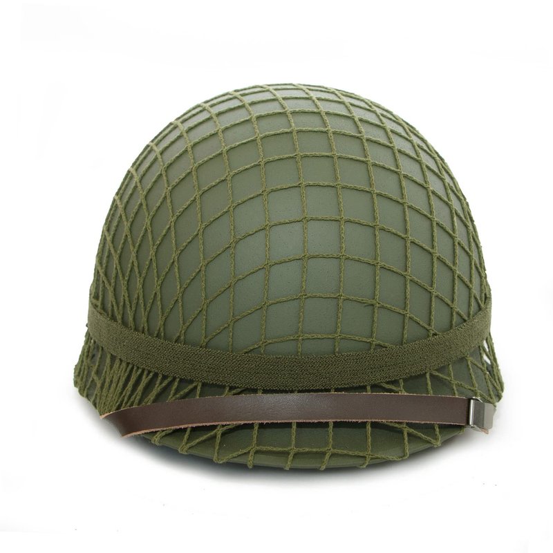 WWII US WW2 M1 Helmet Steel Shell with Net Cover Chin Strap