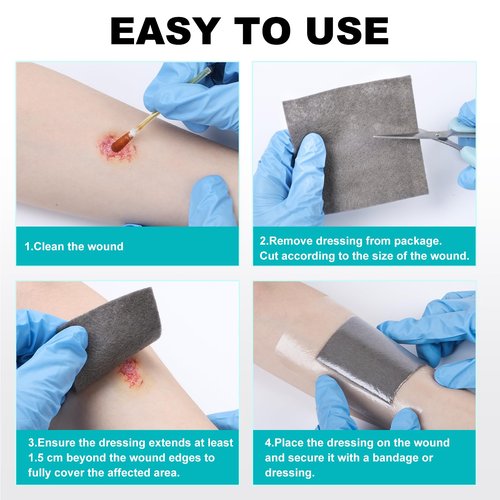Ag Silver Calcium Alginate Wound Dressing 4" x 4", Non Stick Pads for Wounds, Soft Silver Dressing for Wound Care, Highly Absorbent Dressing Gauze Pads, 15 Packs