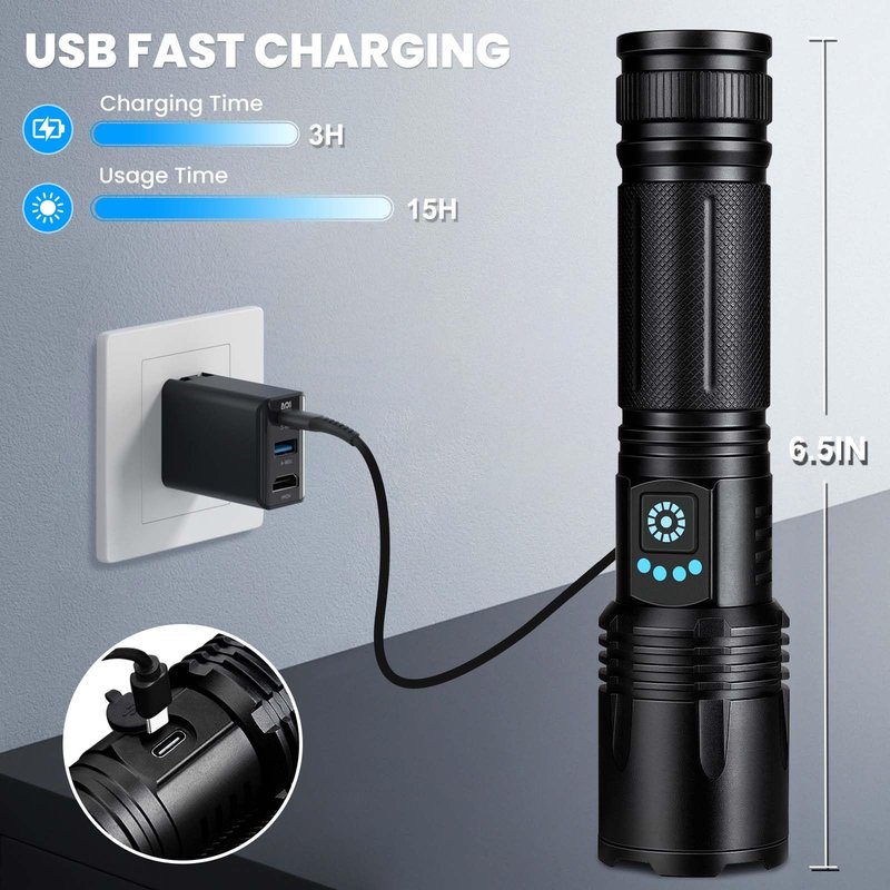 Rechargeable Flashlights High Lumens, 99,000 Lumens Super Bright Led Flashlights with 5 Modes & Waterproof, Powerful Handheld Flashlight for Camping Home (2 Pack)