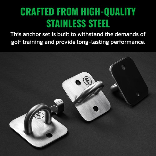 GolfForever Wall Anchor Set Proven by Golfer Scottie Scheffler | Golf Swing Training Wall Anchor Point | Premium Golf Training Workout Exercise Equipment to Expand Movements | 3-Pack | 6 Lag Screws
