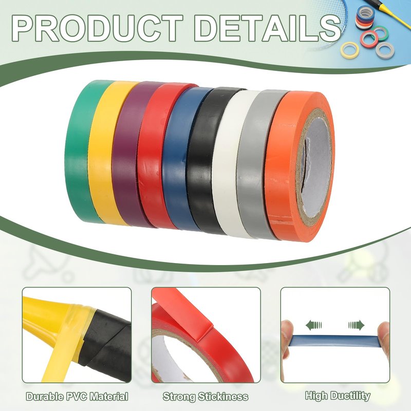 YELARXI Grip Fishing Tape, PVC Racquet Finishing Tapes Racket Accessories Sticky Seal - Fitting for (Tennis, Badminton, Squash), 5 Pack & 32.8ft & Yellow