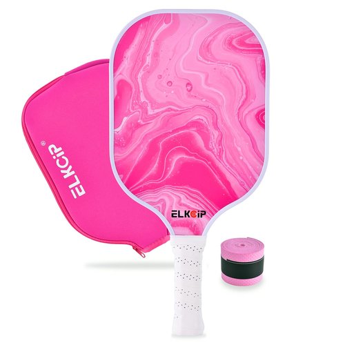 Composite Pink Pickleball Paddle with Cover for Women, Graphite Carbon Fiber Polypropylene Honeycomb Core Pickleball Racquet Gift for Mother Wife Grandmother Girlfriend, Pink Marble
