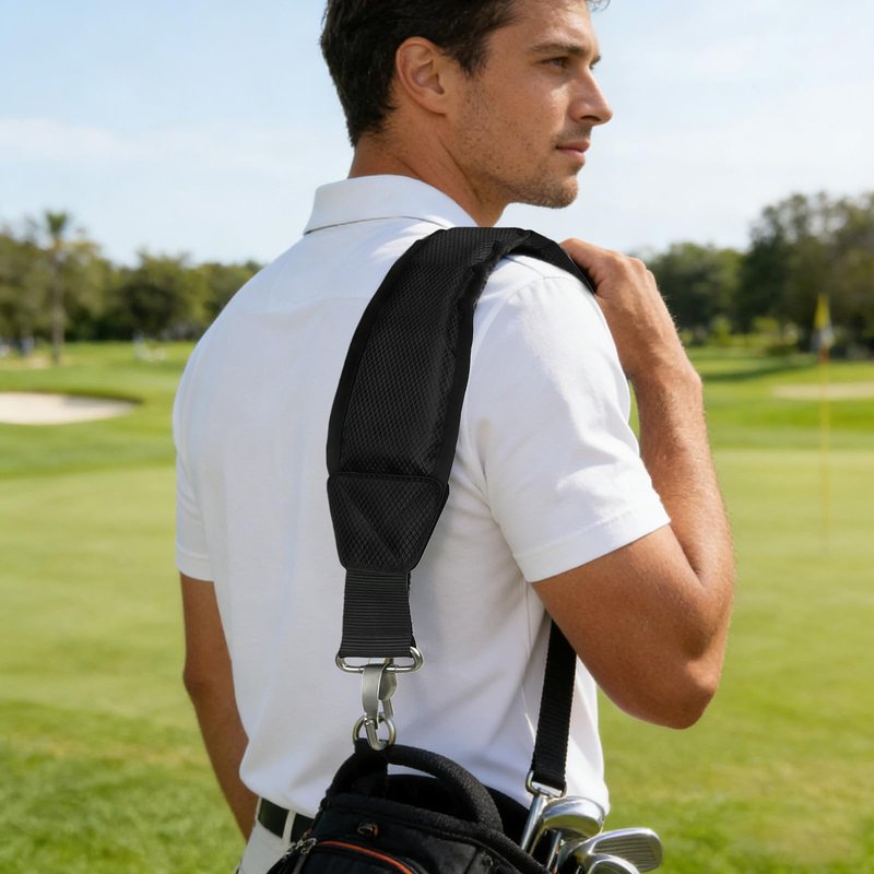 Qiknird Golf Bag Strap, 40.5 to 50.6 Inch Adjustable Padded Shoulder Strap, Replacement Shoulder Straps for Golf Bag, Universal Adjustable Straps (Black)