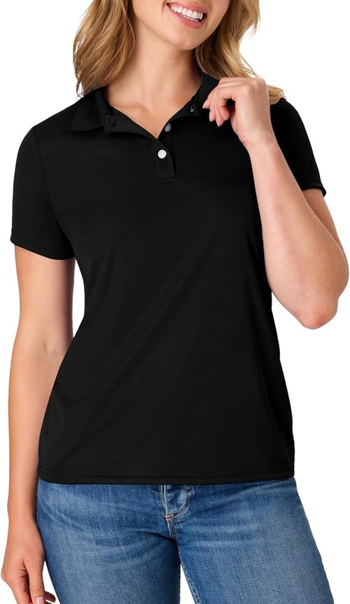 Hanes Women's Performance Polo - Moisture-Wicking Sport Shirt with 40+ UPF Protection | 3-Pack Available