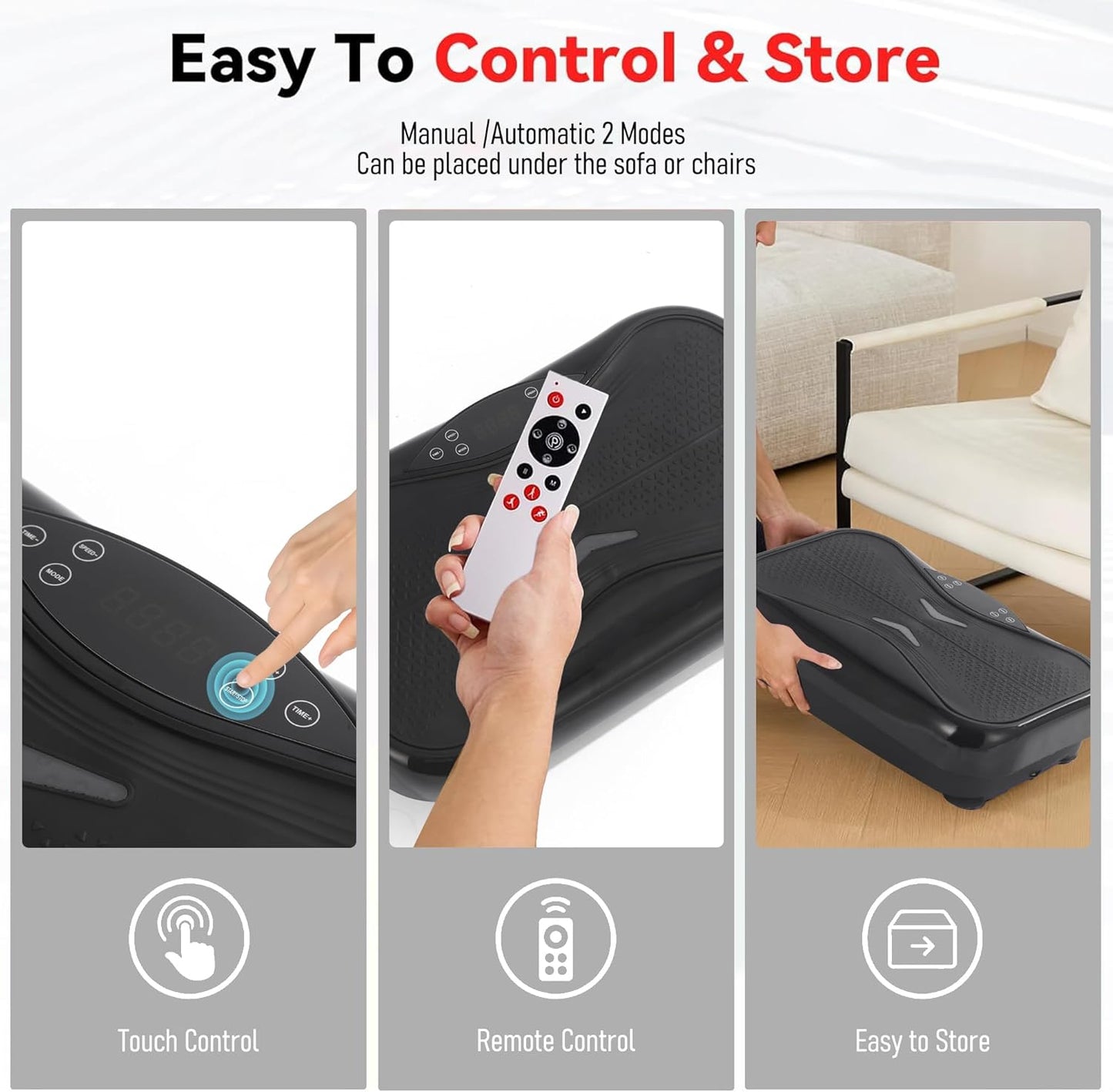 Skiennix Whole Body Vibration Plate - Power Vibrating Machine for Weight Loss & Lymphatic Drainage | Touch Screen & Resistance Bands