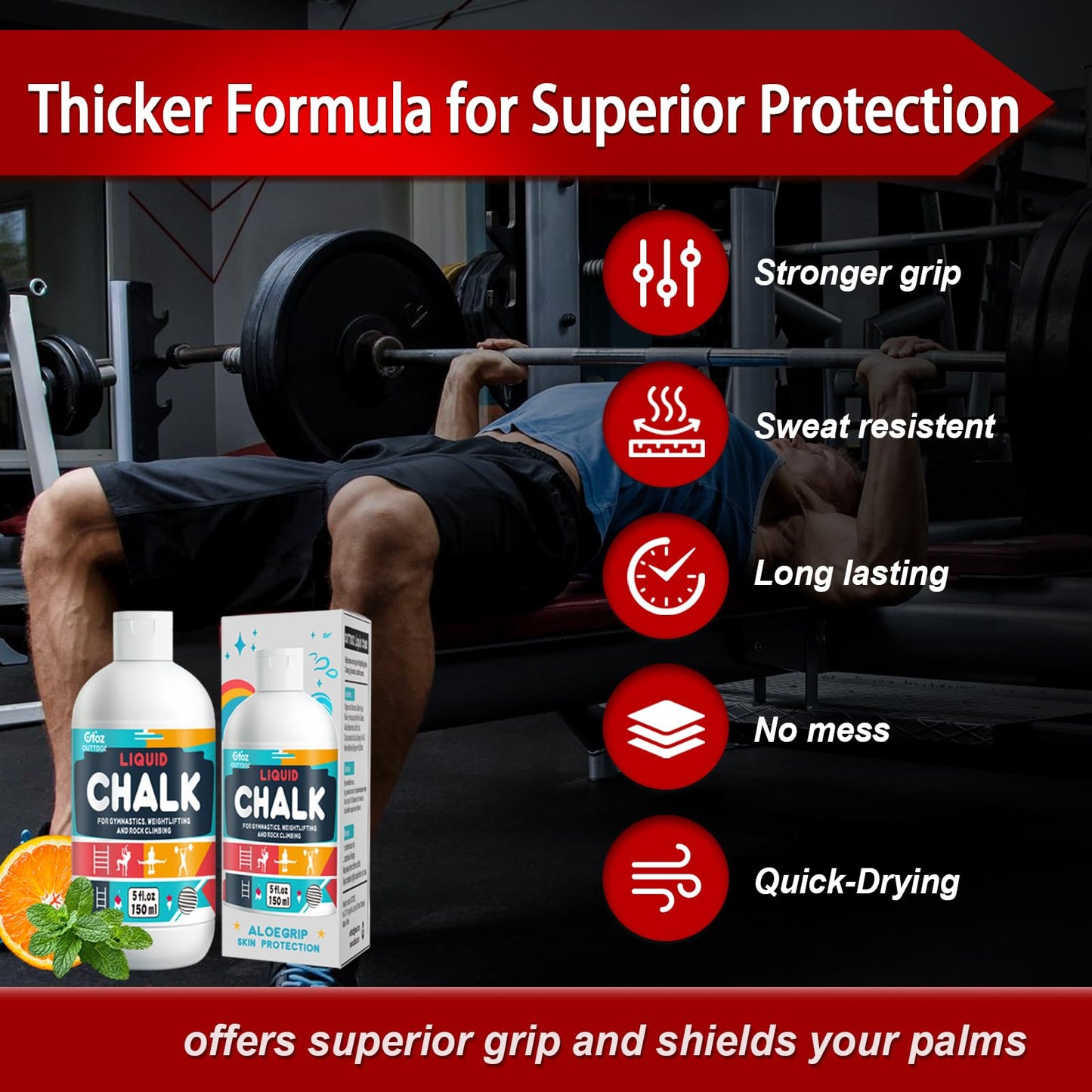 OUTTDOZ Liquid Chalk 5 oz 1 Pack for Weightlifting, Climbing & Gymnastics