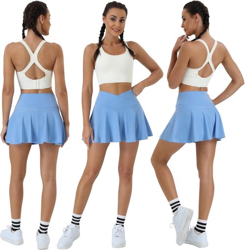 COPYLEAF Women's Tennis Skirt - High Waisted Athletic Skorts with Pockets | Pleated Design