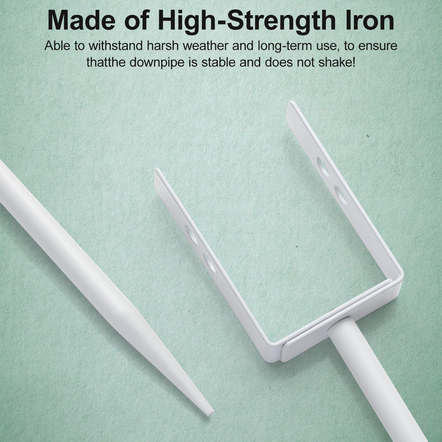 Downspout Bracket white - Adjustable size, heavy-duty galvanized iron with environmentally friendly coating, rust-resistant anchors for pipe support, easy to install (white, 2-piece set)