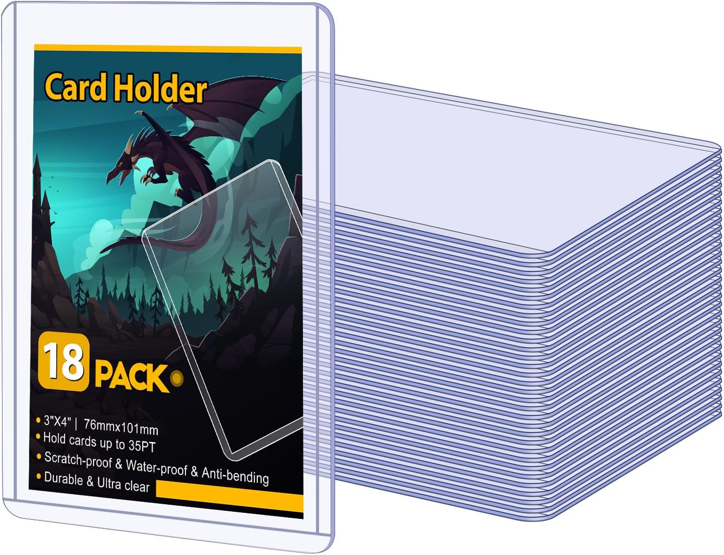Sooez 35PT Card Sleeves - Rigid Hard Plastic Holder for Baseball & Trading Cards | 3" x 4" Size