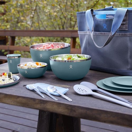 Hydro Flask Outdoor Insulated Serving Bowl – Stainless Steel Food Container with Lid – Camping Kitchen Essentials 1 Qt Surf Blue