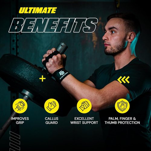 Fit Active Sports Ventilated Weight Lifting Workout Gloves with Wrist Wraps | Ideal for Gym & Cross Training