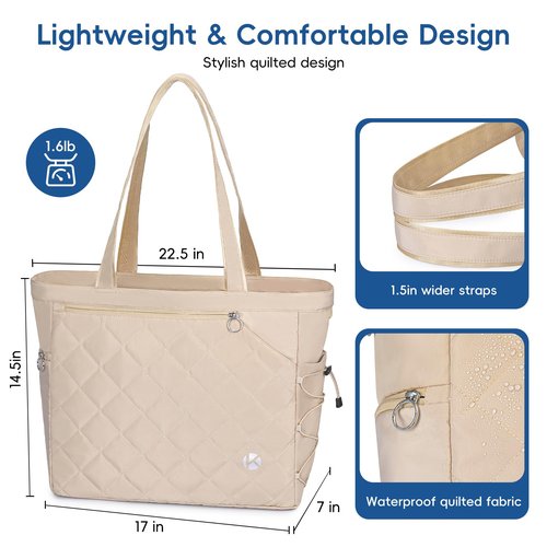 KAVIGOR Tennis Tote Bag with Shoe Compartment - Extra-Large Quilted Pickleball Bag Holds 2-4 Rackets, Water-Resistant & Lightweight for Men & Women