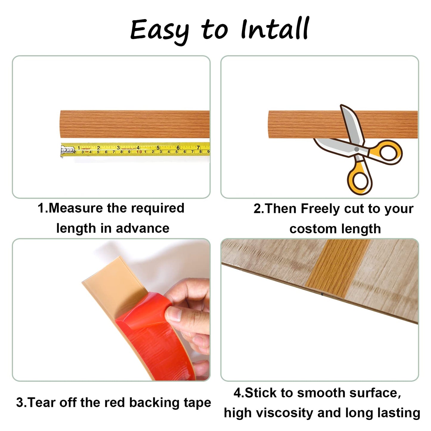Floor/Door Flat Transition Strip & Self Adhesive Vinyl Edge Trim - Laminate Gap Covering Joining Strip