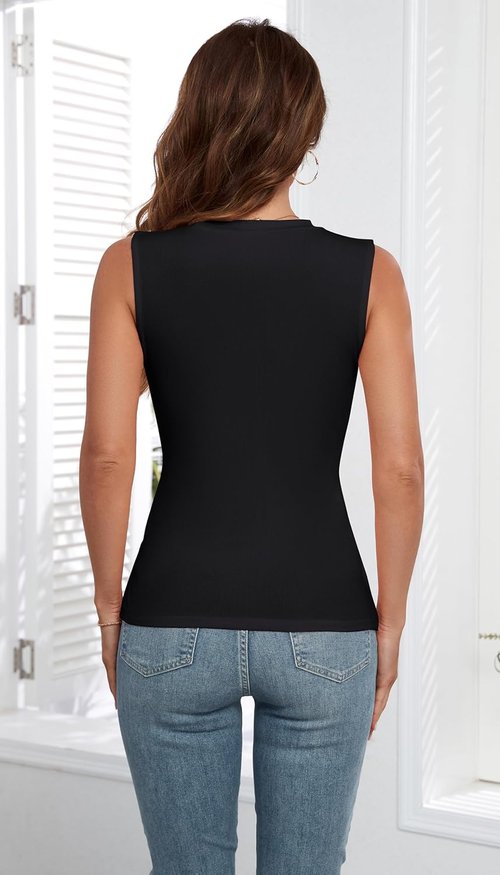 AUHEGN Women's Tank Tops - Summer Sleeveless Racerback Basic Ribbed Slim Fit Shirt
