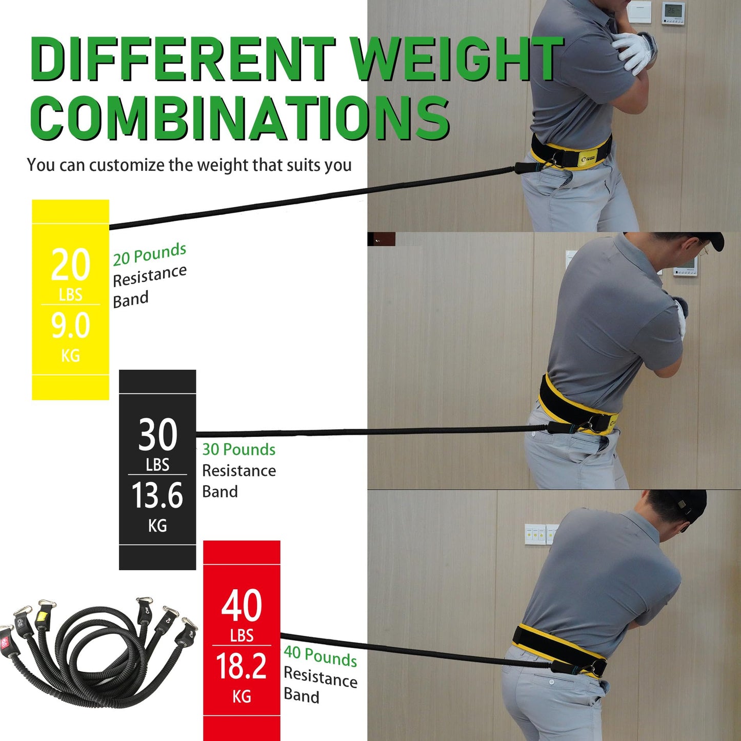 GAIARENA Golf Core Strength Trainer Swing Power Training, Golfing Exercise Resistance Bands, Indoor Gym Exerciser Golf Fitness Equipment to Improve Speed Strength Flexibility Rotation Swing Posture