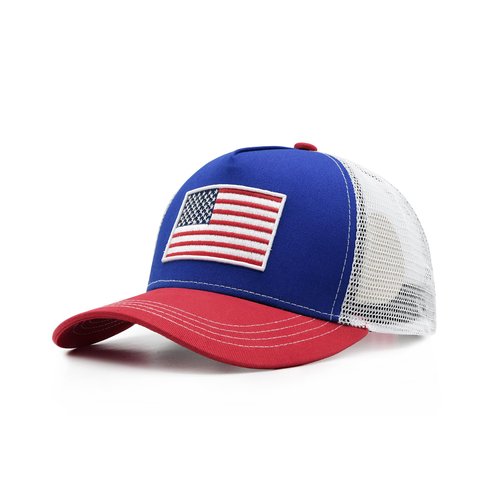 Wodeal American Flag Trucker Hat, Adjustable Snapback Mesh USA Flag Baseball Caps, 4th of July for Men Women Red