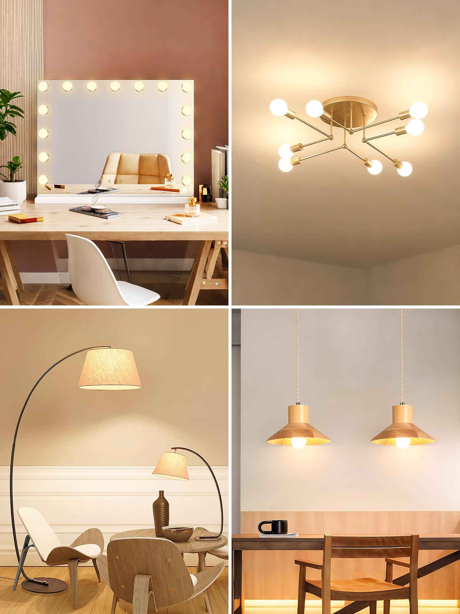 TJOY G25 LED Globe Light Bulbs, Vanity Light Bulb for Bathroom 40W Equivalent, 2700K Soft Warm White E26 Base, Round Decorative Bulb for Vanity Makeup Mirror, CRI85+, 450LM, Non-Dimmable, UL, 4 Pack