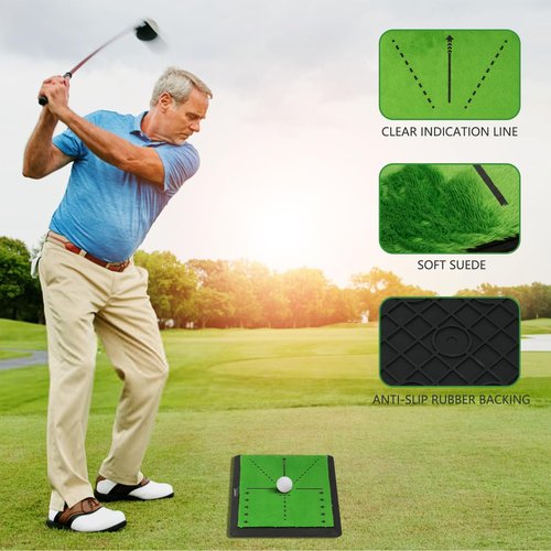 Joooones Golf Hitting Mat with Swing Path Feedback – Dual Velvet Replaceable Top, 16x12 in for Indoor/Outdoor Driving, Chipping & Putting Practice – Gift for Golfers