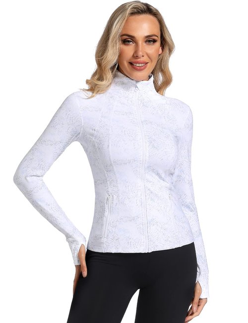 Costdyne Womens Sports Running Yoga Jacket Slim Fit Full Zip Track Jacket Turtleneck Workout Jacket