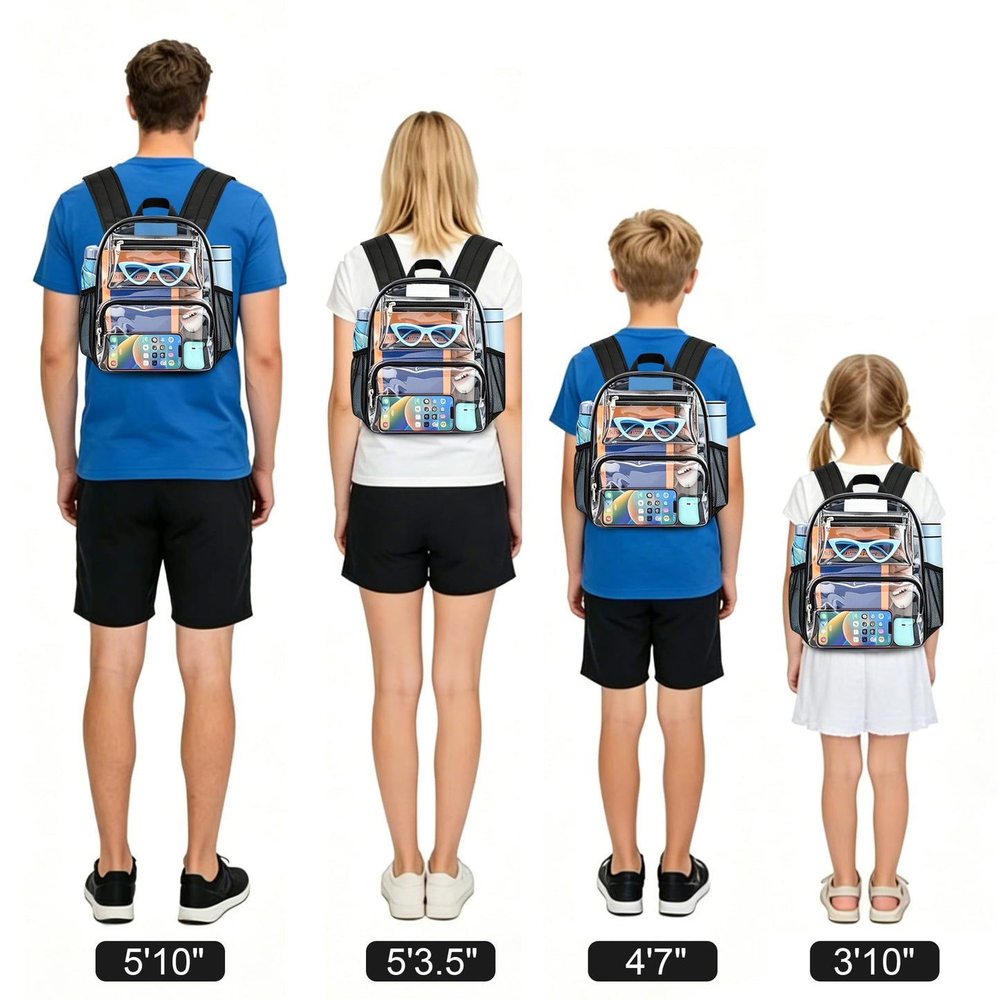 Bagenius Clear Backpack Stadium Approved 12x6x10, Black