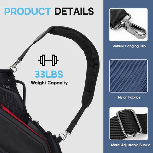 Golf Bag Strap Replacement Golf Bag Shoulder Strap Star Single Padded Shoulder Strap Adjustable Golf Bag Straps Waterproof Star Golf Bag Backpack Straps (Blue)