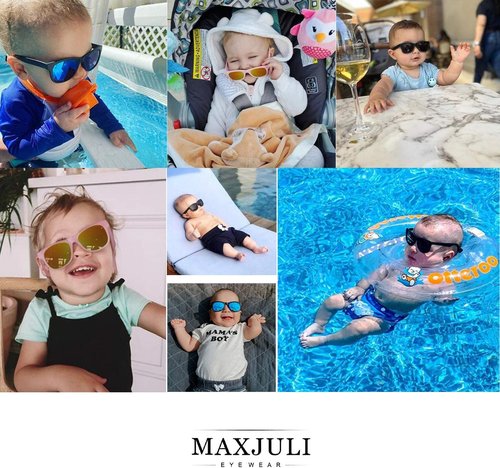 MAXJULI Baby Sunglasses - Safe & Soft Design with Adjustable Strap | BPA Free for Infants 0-24 Months