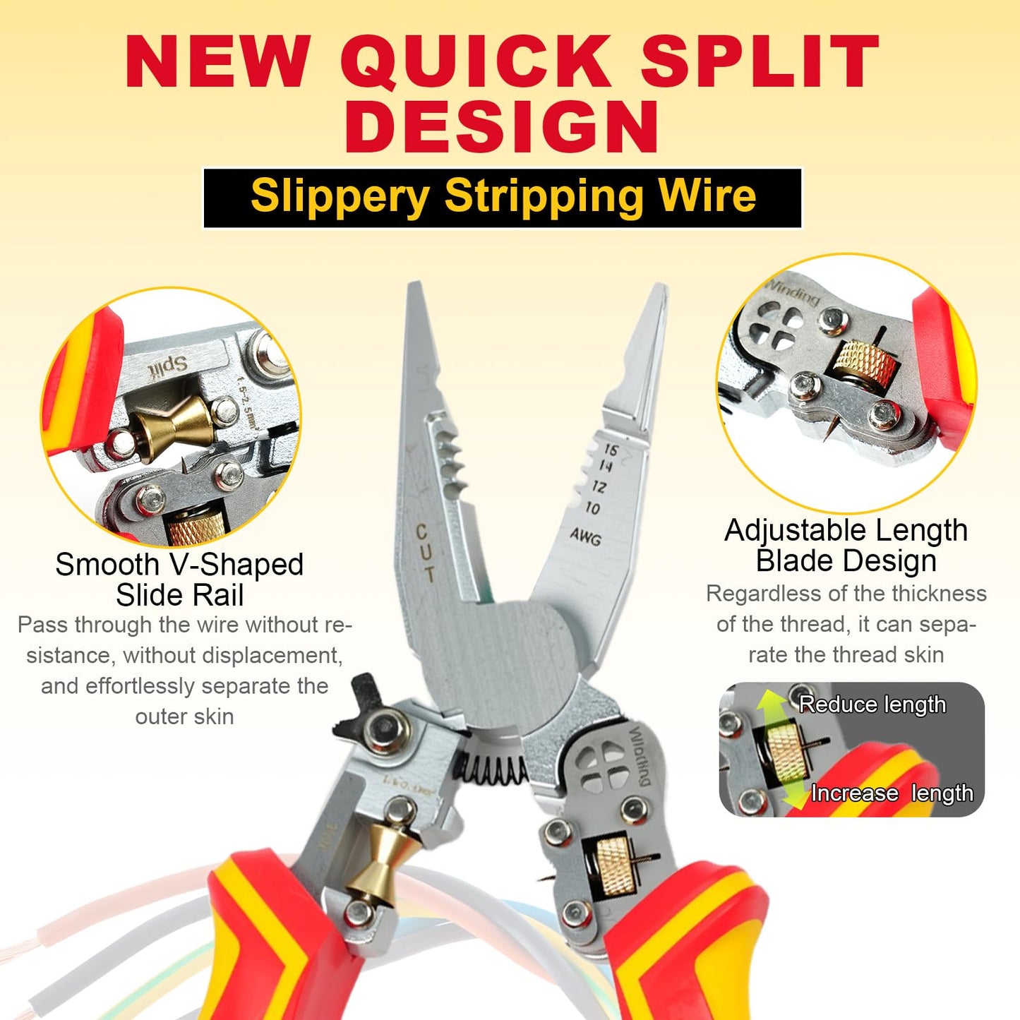 Multi Wire Stripper Tool - Wire Stripper, Voltage Tester Pliers, Hot Wire Judgment AC DC, Wire Twister, Wire Cutter and Splitting Wires