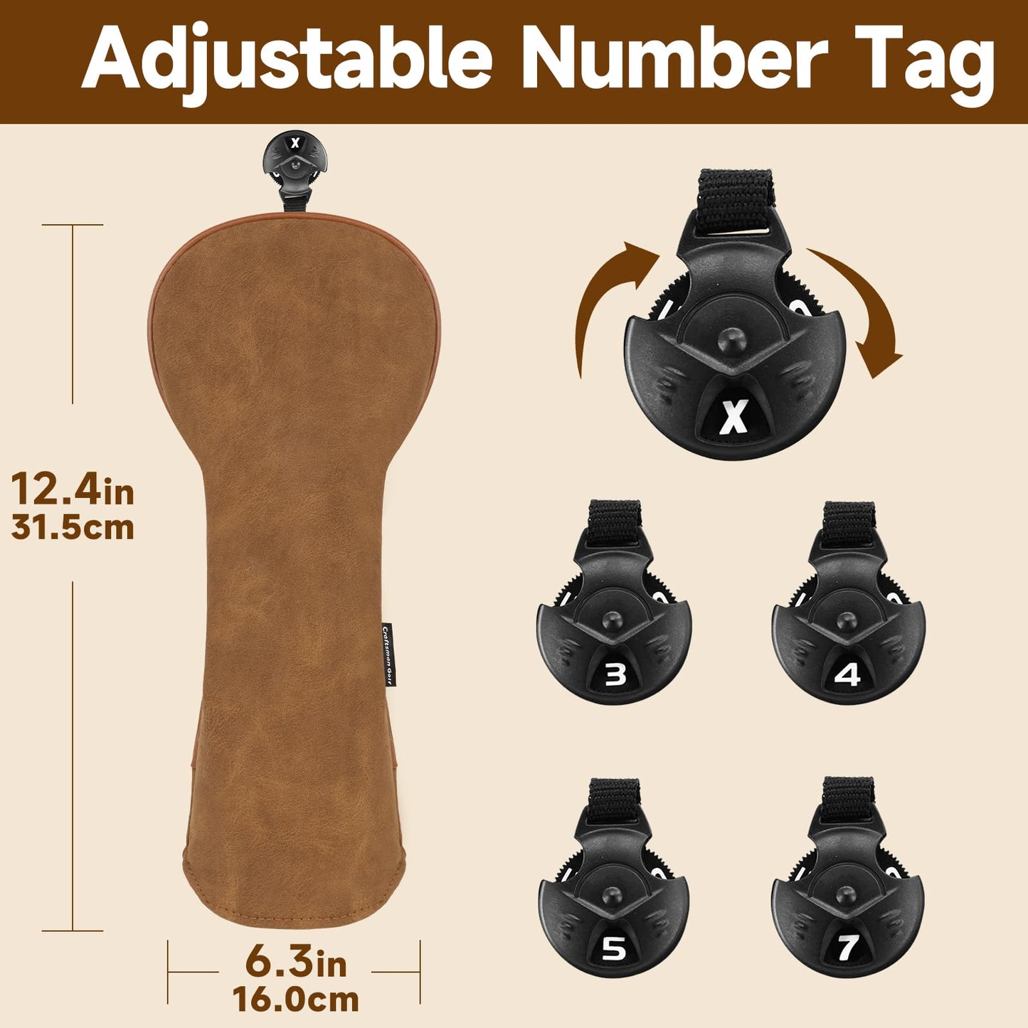 Craftsman Golf Rustic Vintage Brown Matte Soft Golf Headcover Head Cover Protector for Fairway Woods Club