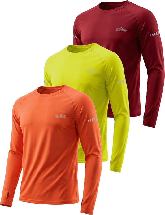 Skiennix Men's UPF 50+ Sun Protection Shirts - Long Sleeve SPF Quick Dry Fishing & Workout Tops | 3 Pack