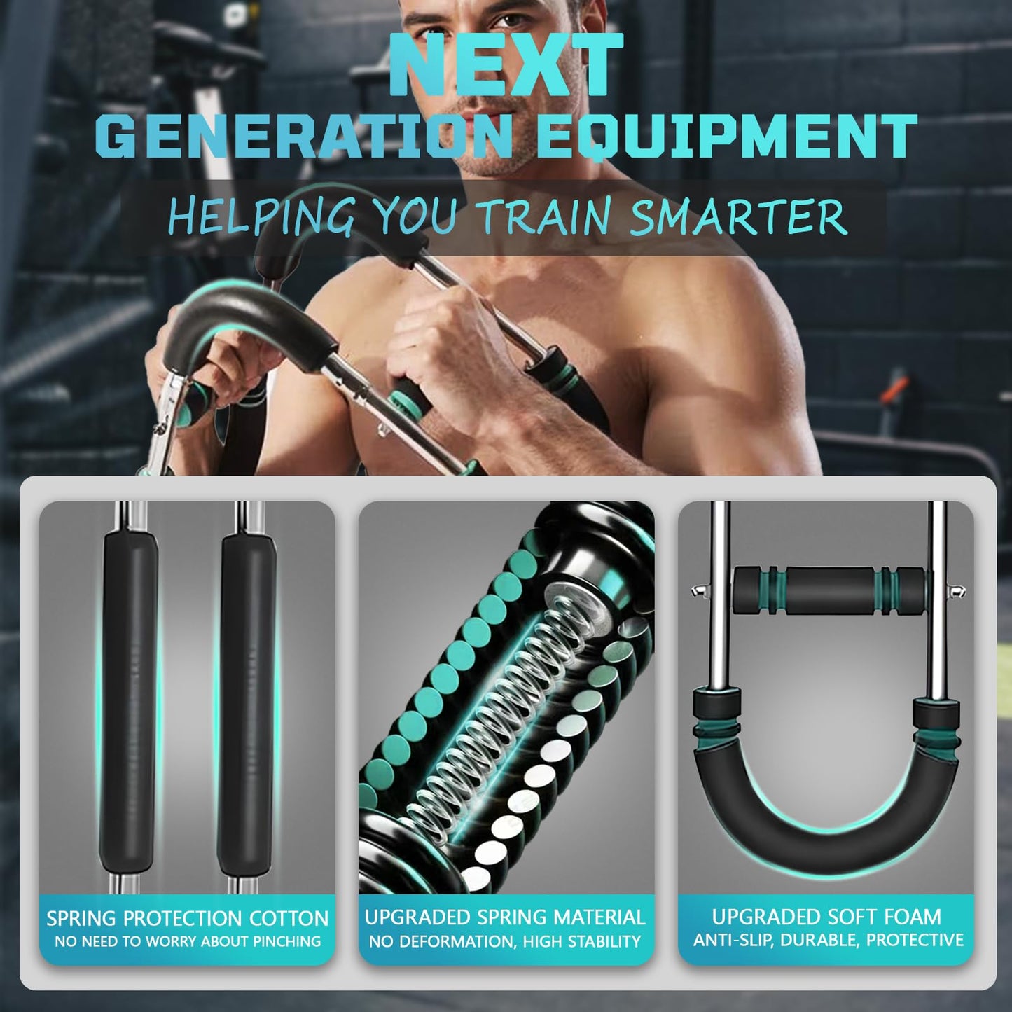 HUPIRCT Twister Arm Trainer, 30-110lb Adjustable Chest Workout Equipment, Multi-Muscle Group Training, Portable Power Twister Bar, Detachable Design, Unisex and Suitable for Home and Gym Use