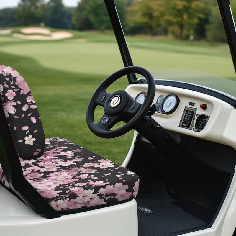 Pirexcny Cherry Blossom Golf Cart Seat Covers Pink Backrest Cover Bench Seat Cover Universal Golf Cart Seat Cushion for Club Car and More 2 Person Seats Golf Carts