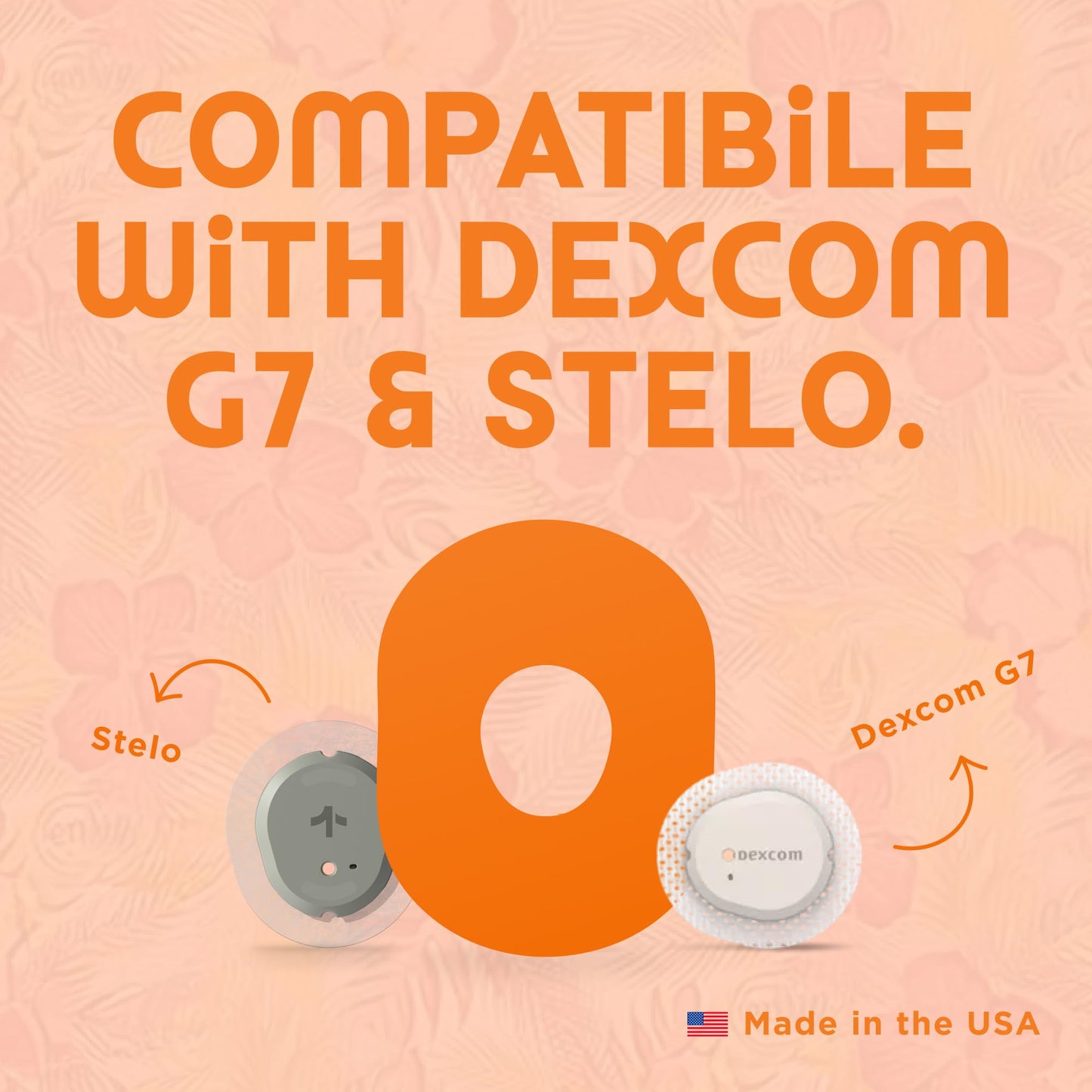 ExpressionMed - Adhesive Patches for Dexcom G7 and Stelo (5-Pack) - Made in The USA, Waterproof, Split Backing, CGM Tape (Flower Bomb)