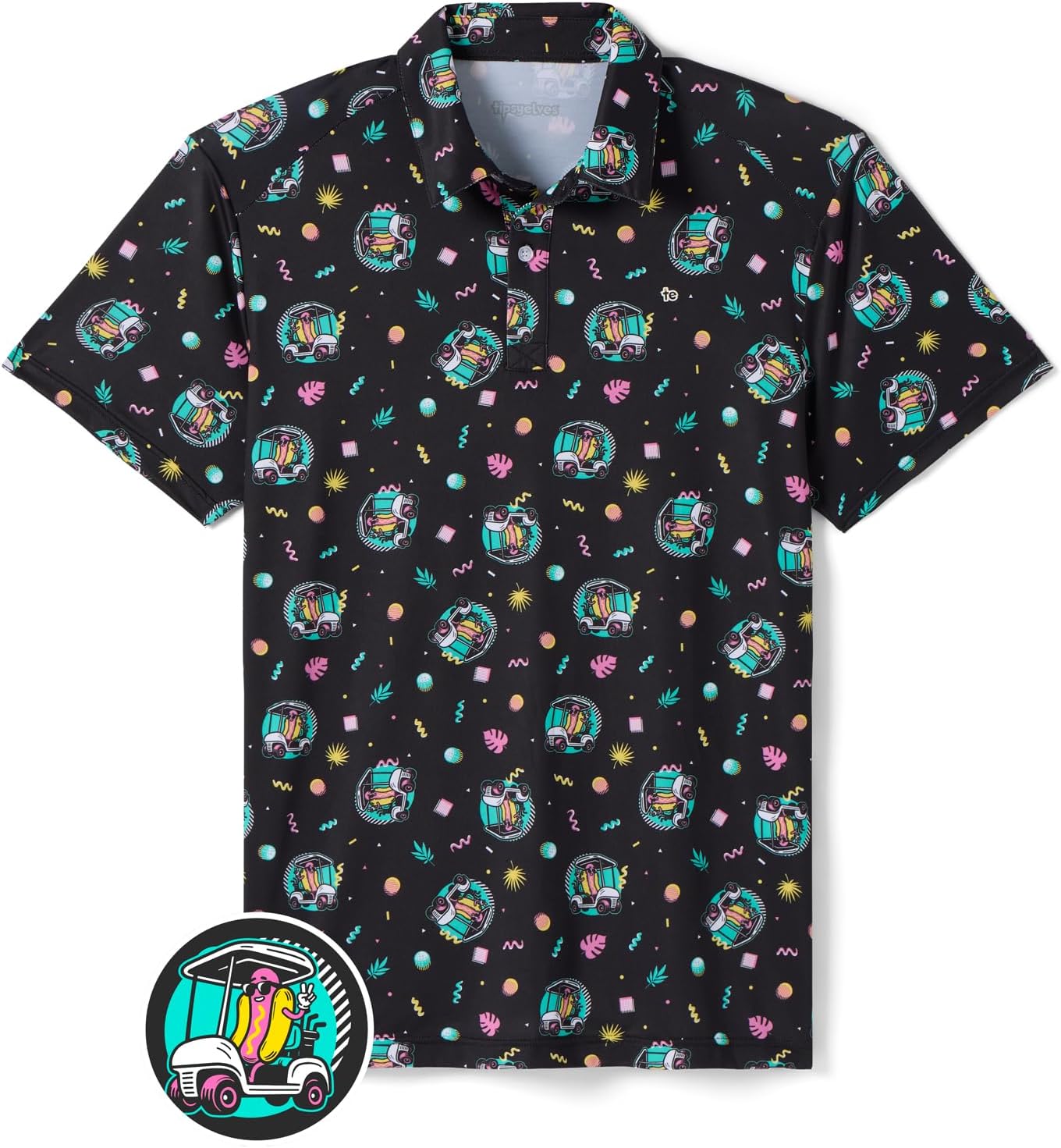 Tipsy Elves Men's Golf Shirt - Performance Polo with 4-Way Stretch & Quick Dry Fabric - Athletic Fit