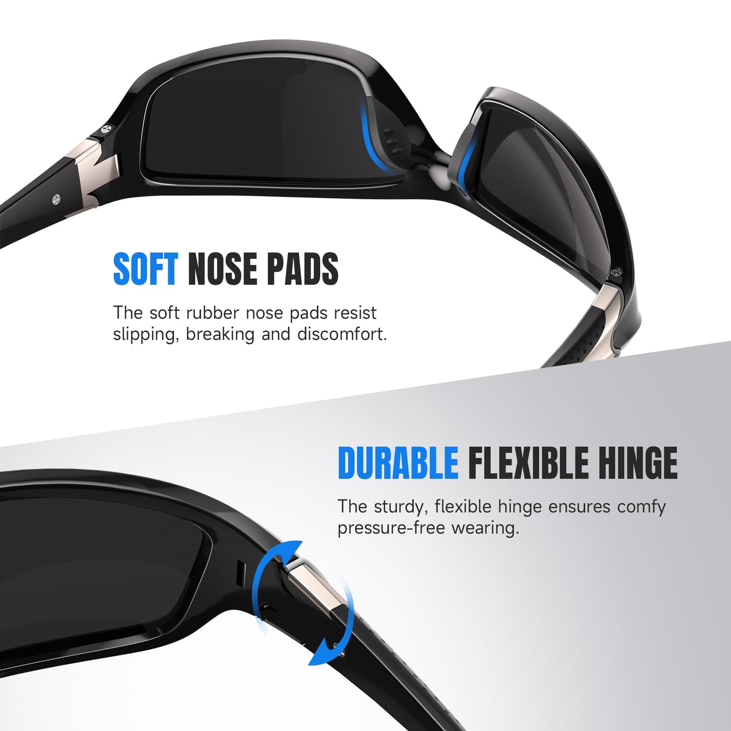 kunqun Polarized Sports Sunglasses for Men - Wrap Around Mens Sunglasses UV Protection for Fishing Cycling Driving