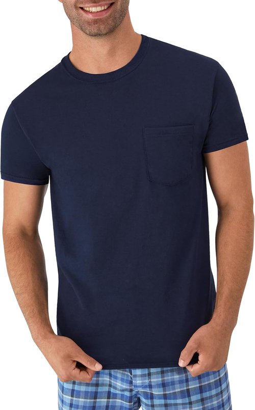 Hanes Men's Pocket T-Shirt | 6-Pack Cool & Breathable Cotton Tees | Stay-Tucked Undershirts