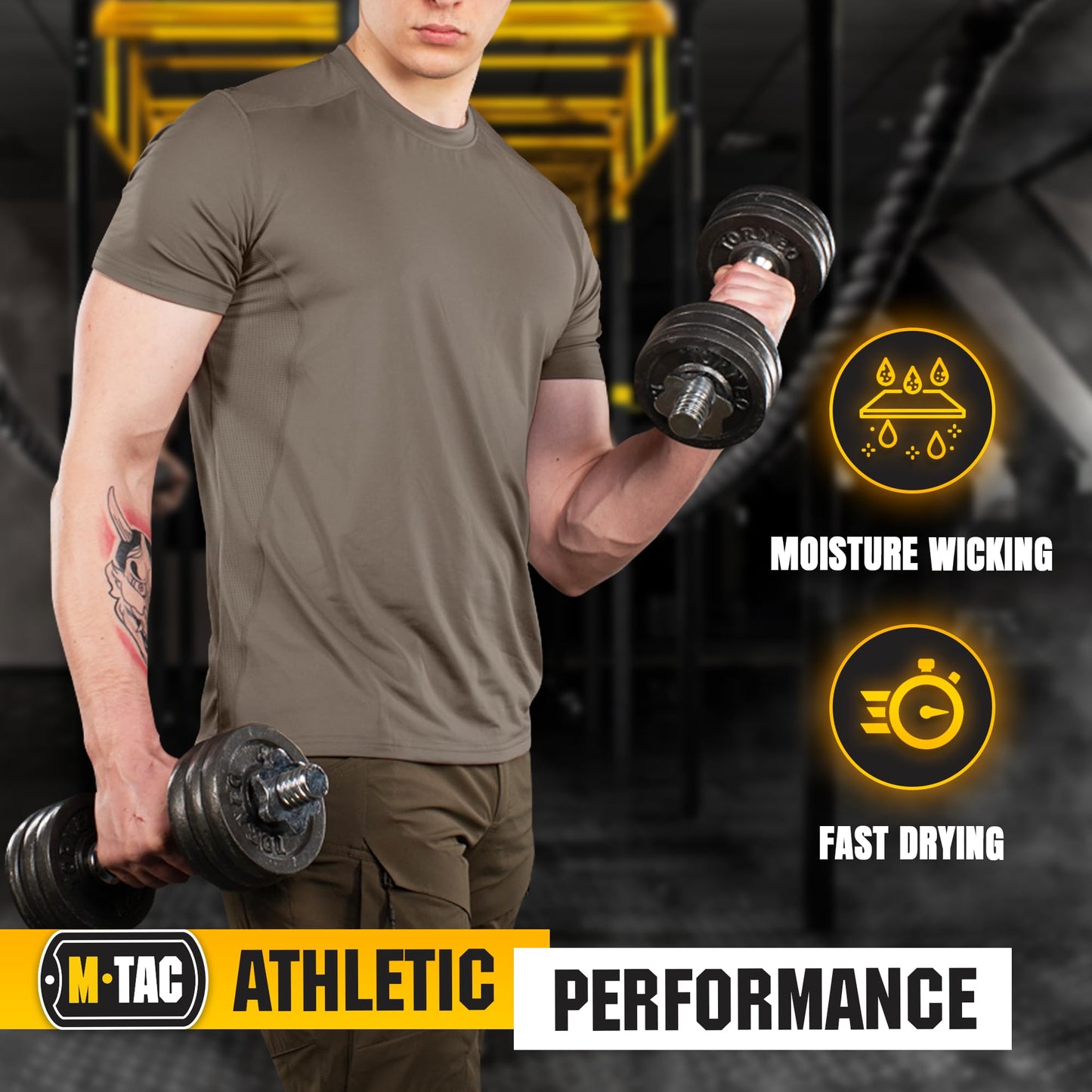 M-Tac Tactical Short Sleeve T-Shirt - Army Military Ultra Vent Men's Athletic Workout Gym Training T Shirt (Large, Olive)