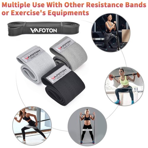 VAFOTON Booty Exercise Strap,Resistance Band Set for Women and Men,Home Gym Accessories,Non Slip Elastic Fabric Loop Equipment for Legs/Butt Training,Set of 4