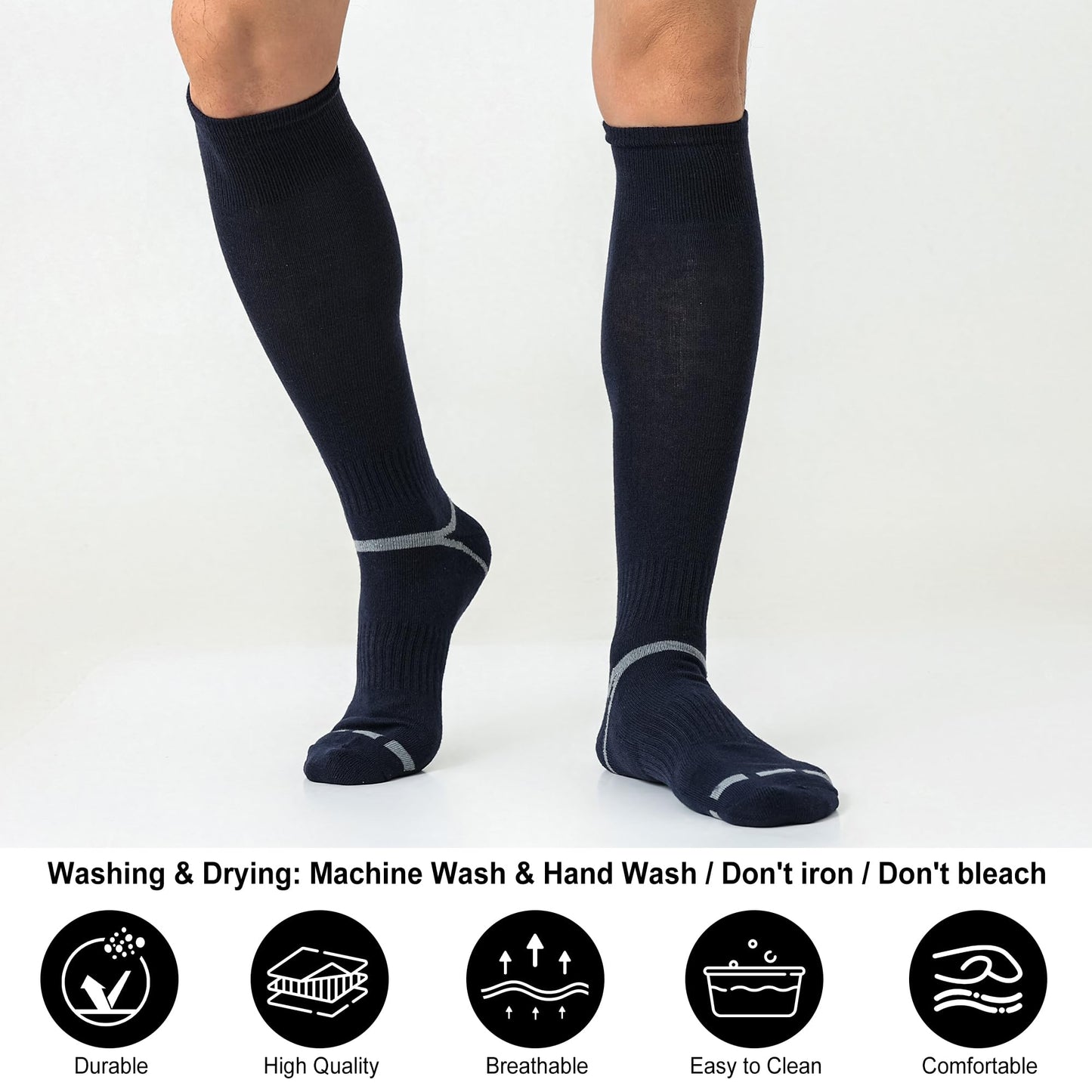 FYTUTESE 3 Pack Soccer Softball Baseball Socks Football Socks for Youth Men and Women Navy Blue Medium