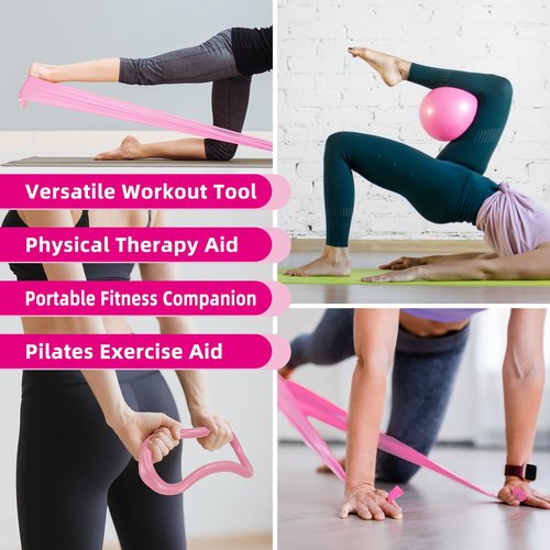 Home Pilates Essentials Kit for Women, Equipment Set with 9 Inch Yoga Ball,Figure 8 Resistance Band,Pilates Bands & Accessories, Ring and Ball Set for Beginners Home Workouts