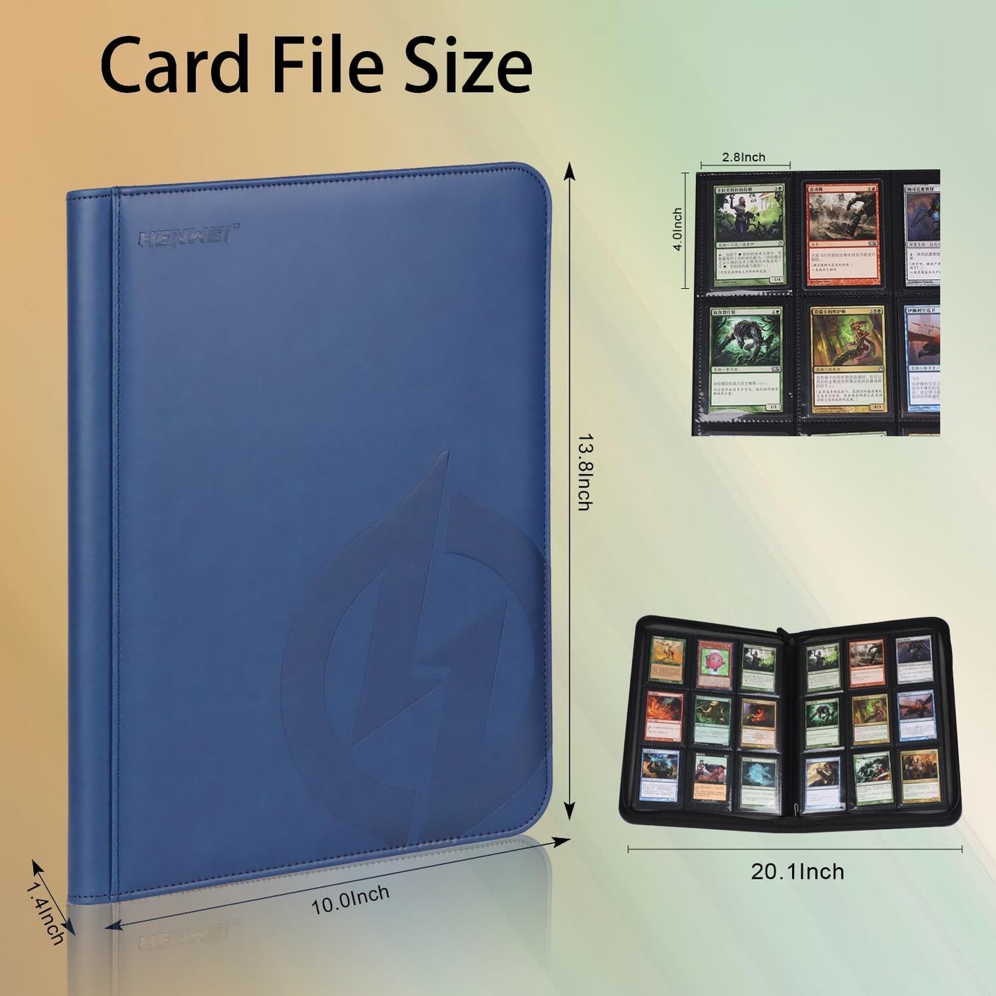 Skiennix 9-Pocket Trading Card Binder - Premium PU Leather, Soft Suede Lining | Holds 360 Cards